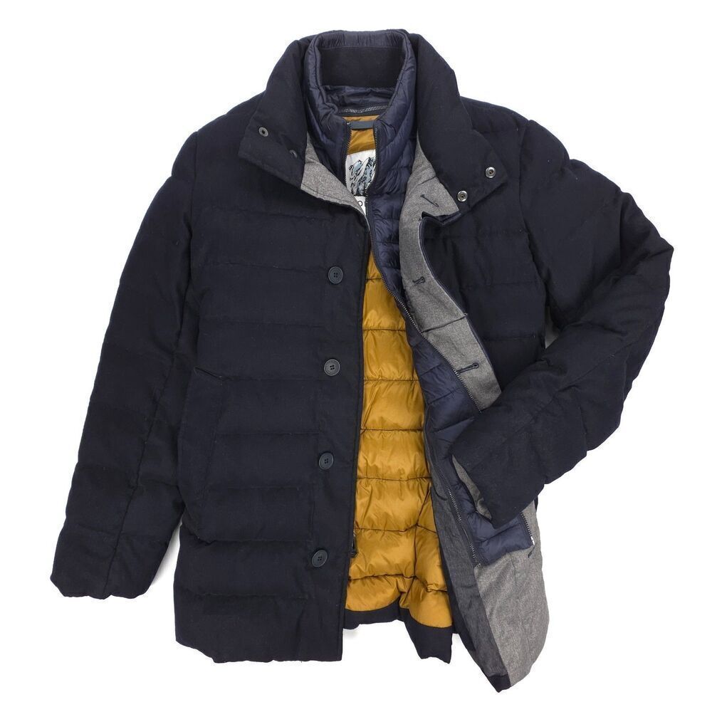 COLE HAAN 2-in-1 Quilted Flannel Down Puffer Jacket Soft Shell Old Money Coat